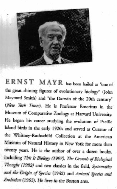 Ernst Mayr book jacket description